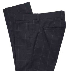 RW & Co Dress Pants Skinny Slim Fit Navy Blue Gray Window Pane Check 30 X 27